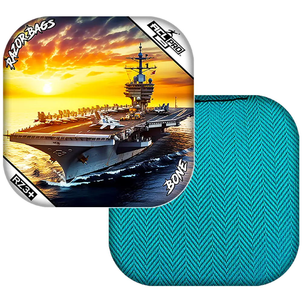 Bone | Hero Aircraft Carrier | ACL PRO Razor Cornhole Bags