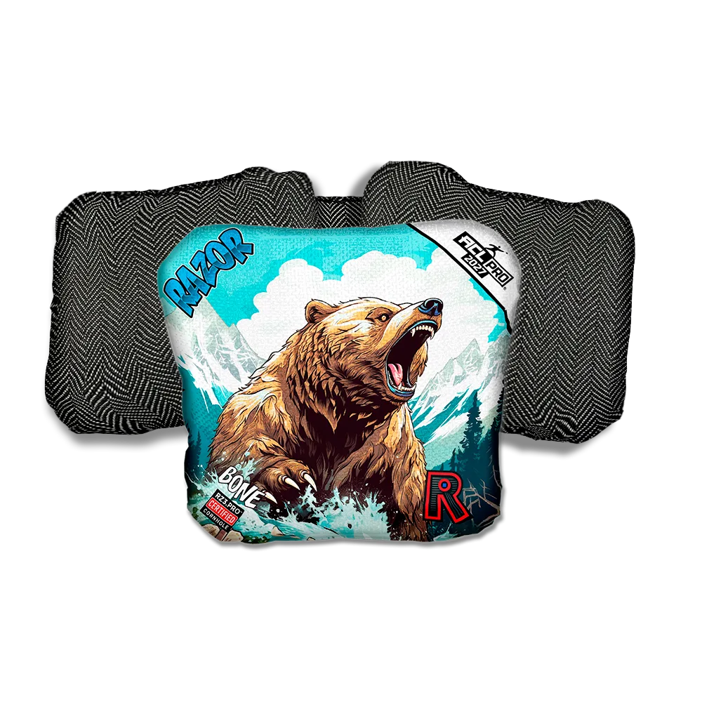Bone PRO Alaskan Grizzly Black Back Cornhole Bags