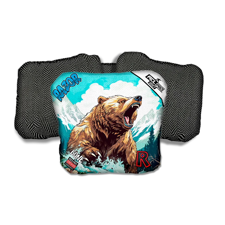 Bone PRO Alaskan Grizzly Black Back Cornhole Bags