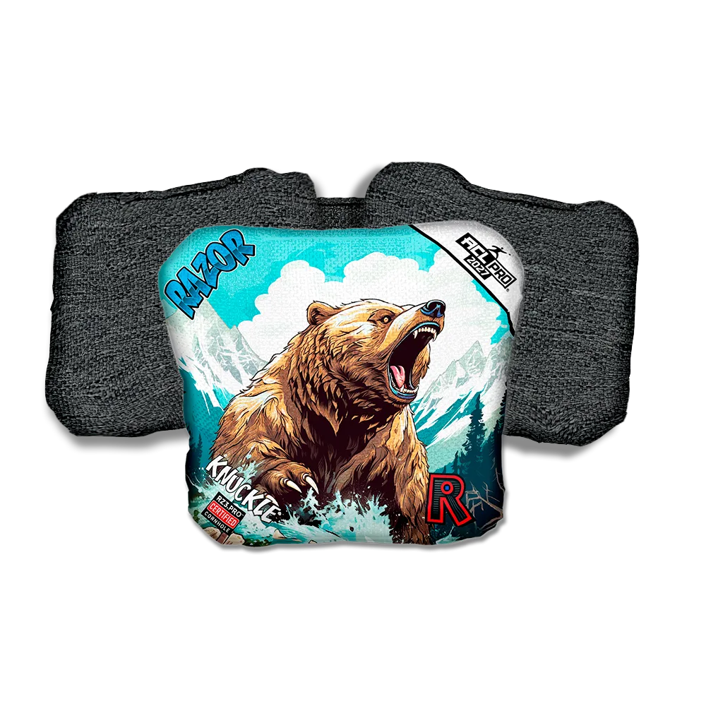 Knuckle PRO Alaskan Grizzly Black Back Cornhole Bags