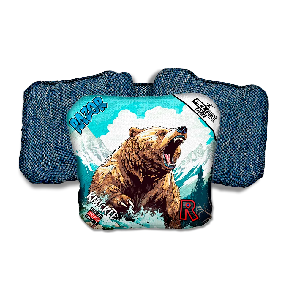 Knuckle PRO Alaskan Grizzly Blue Back Cornhole Bags