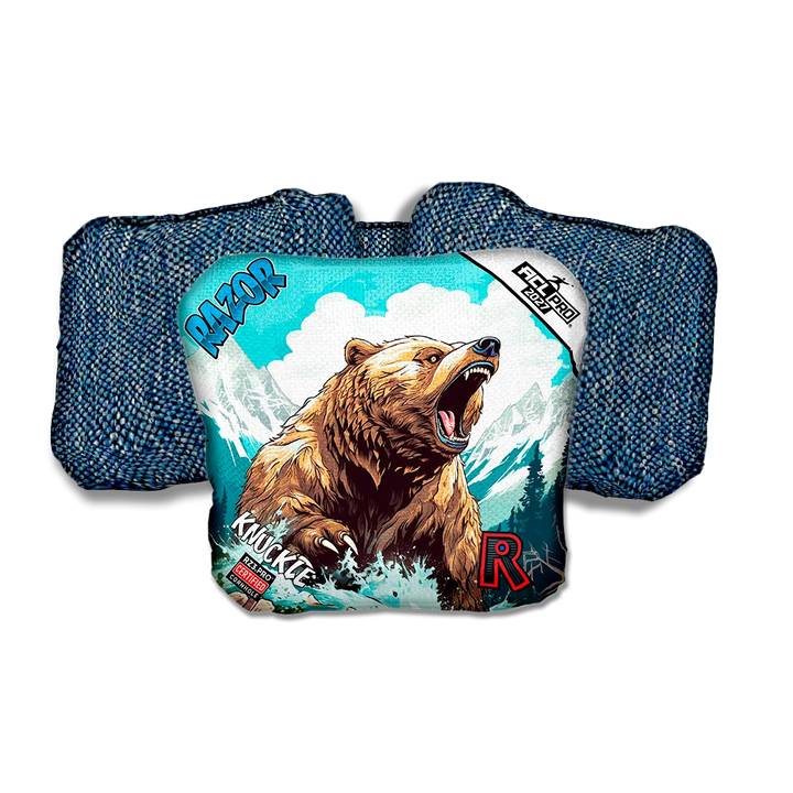 Knuckle PRO Alaskan Grizzly Blue Back Cornhole Bags