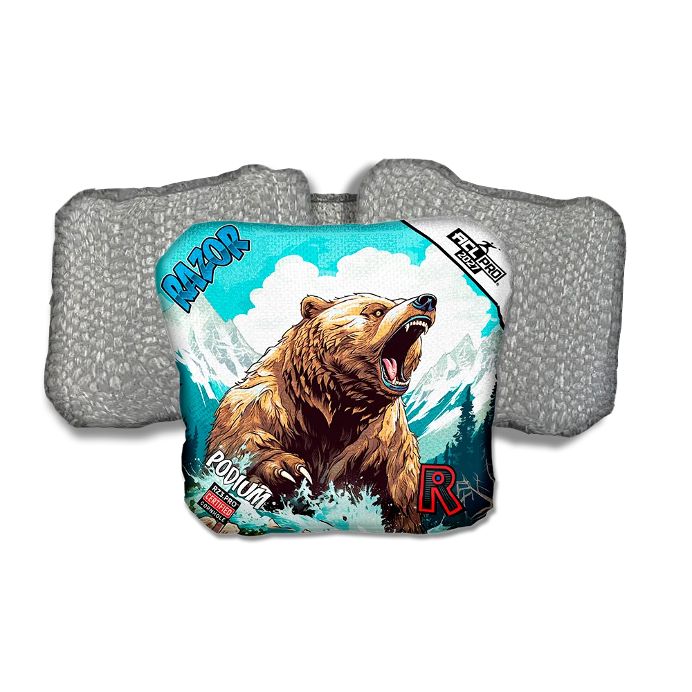 Podium PRO Alaskan Grizzly Silver Back Cornhole Bags