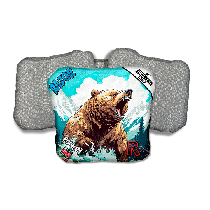 Podium PRO Alaskan Grizzly Silver Back Cornhole Bags