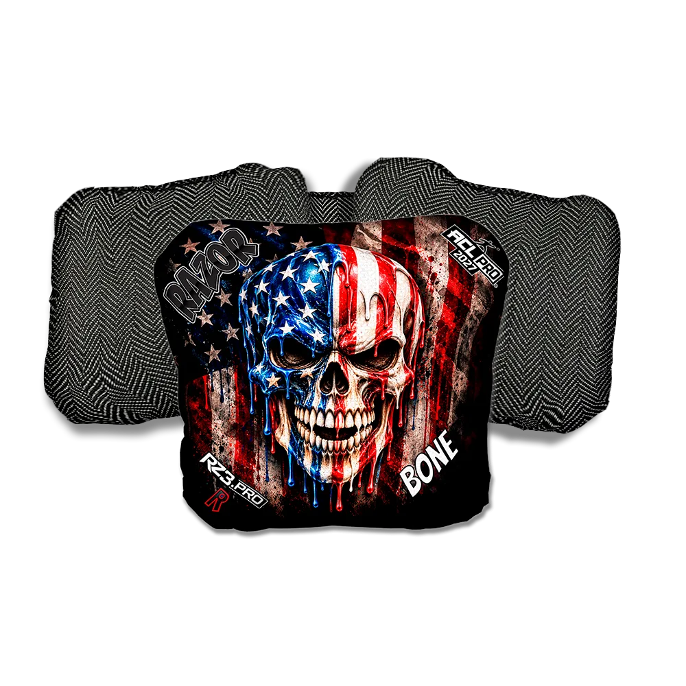 Bone PRO American Drip Black Back Cornhole Bags