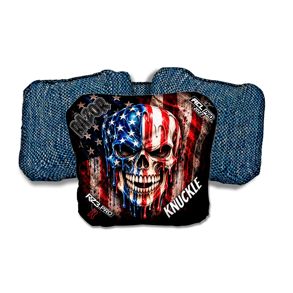 Knuckle PRO American Drip Blue Back Cornhole Bags