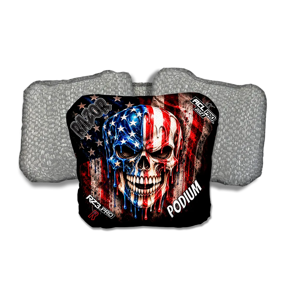 Podium PRO American Drip Silver Back Cornhole Bags