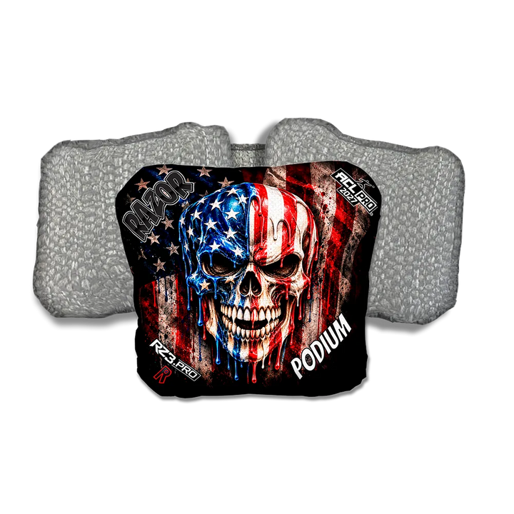 Podium PRO American Drip Silver Back Cornhole Bags