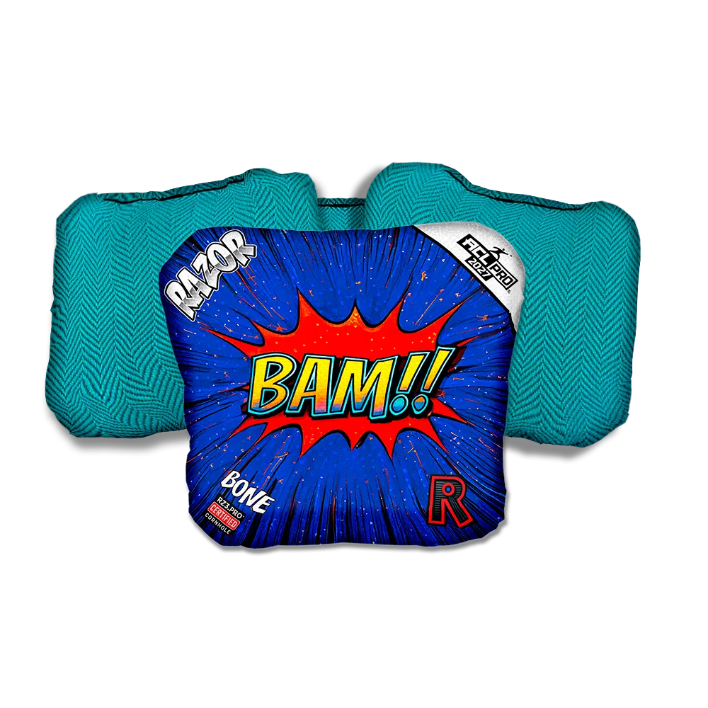 Bone PRO BAM! Teal Back Cornhole Bags