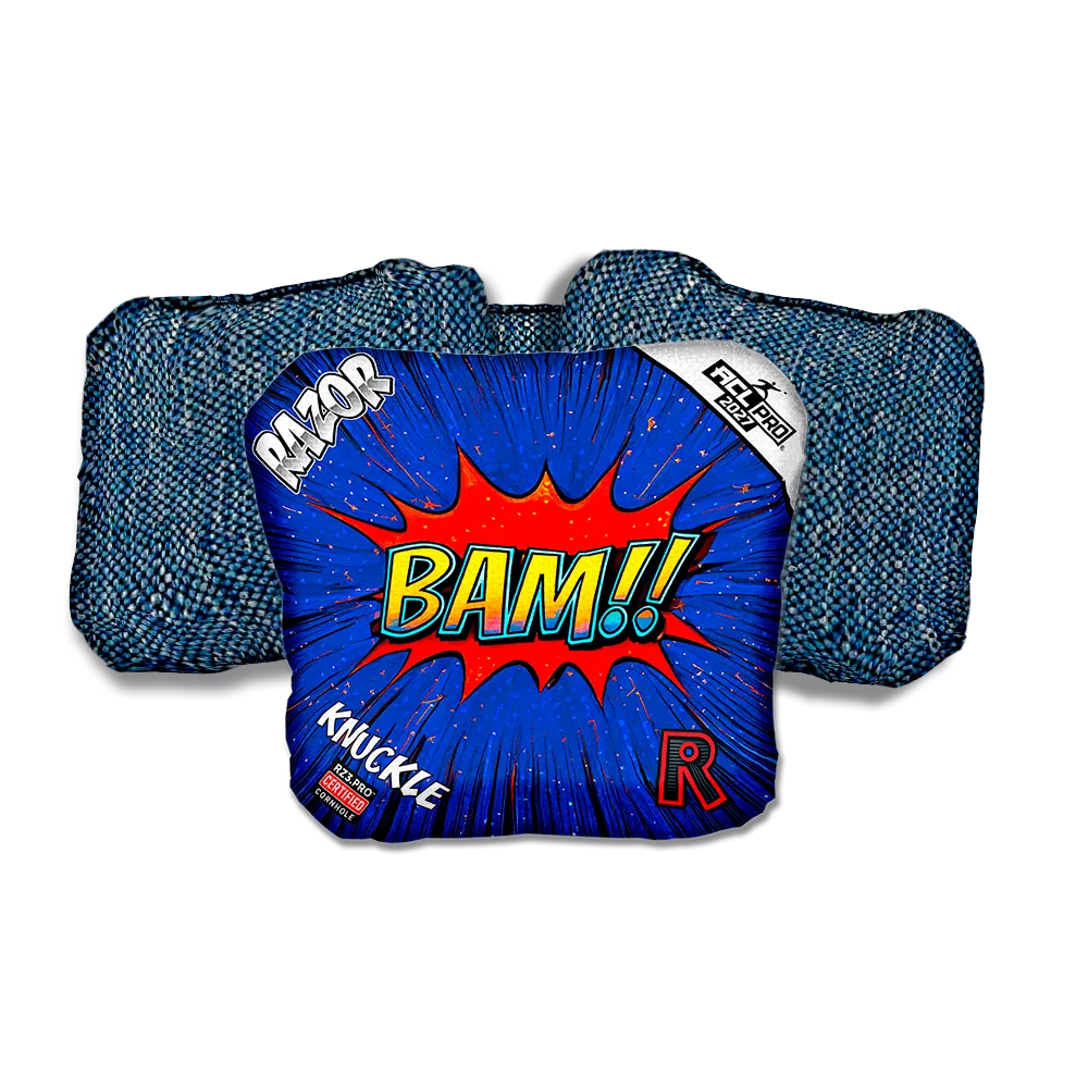 Knuckle PRO BAM! Blue Back Cornhole Bags
