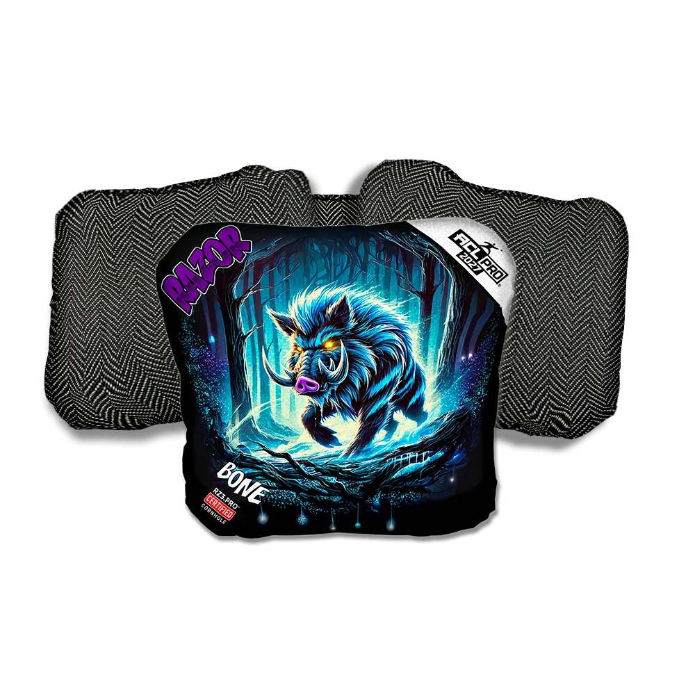 Bone PRO Backlash Purple Series Black Back Cornhole Bags