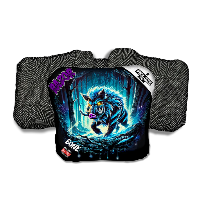Bone PRO Backlash Purple Series Black Back Cornhole Bags