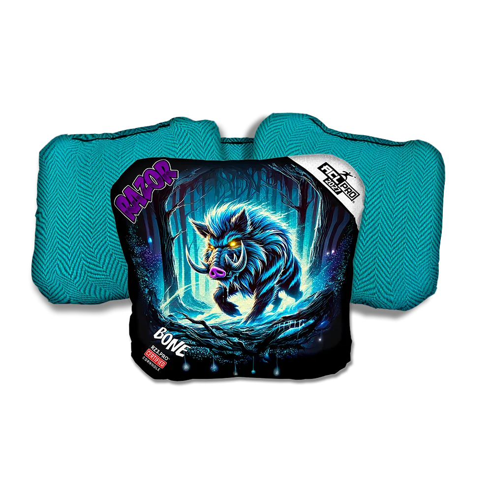 Bone PRO Backlash Purple Series Teal Back Cornhole Bags