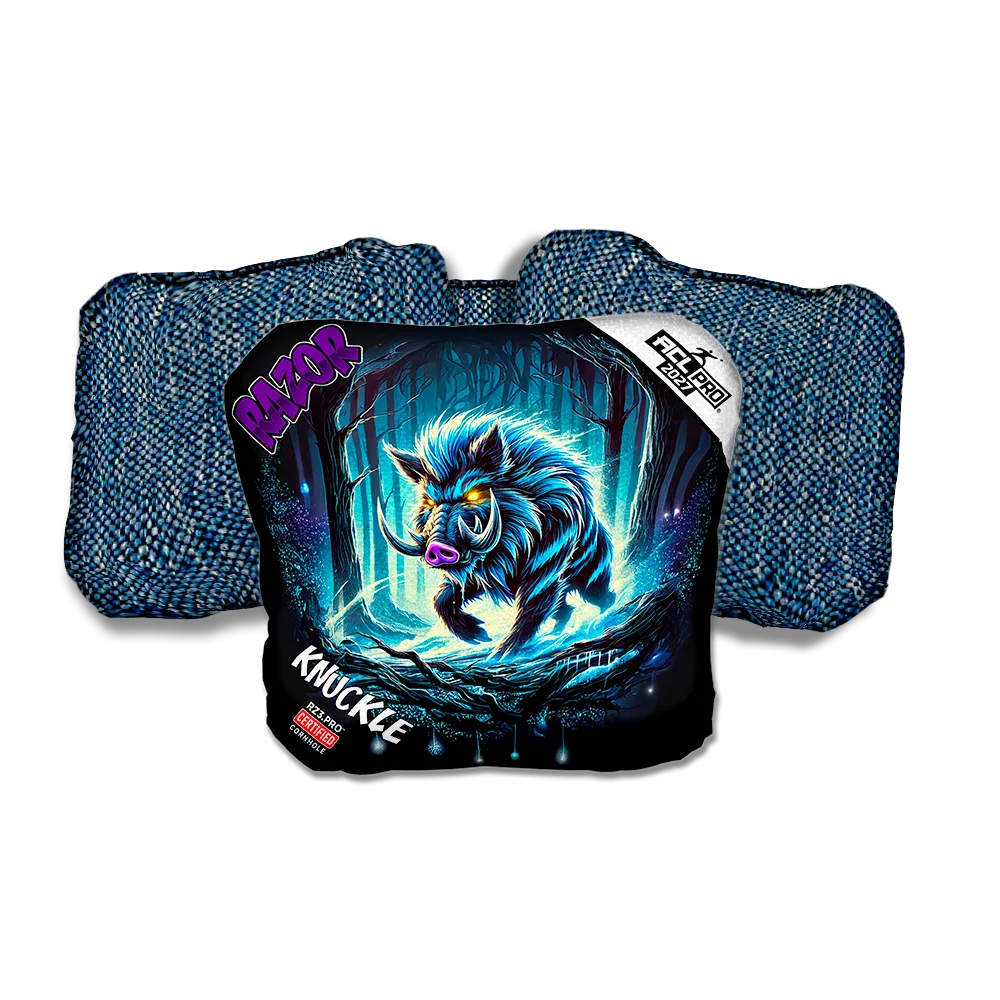 Knuckle PRO Backlash Purple Series Blue Back Cornhole Bags