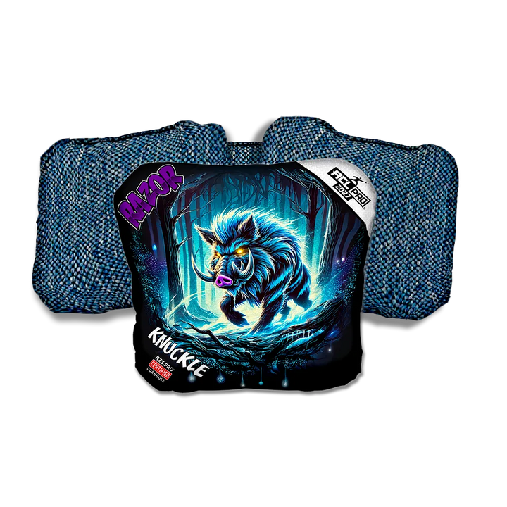 Knuckle PRO Backlash Purple Series Blue Back Cornhole Bags