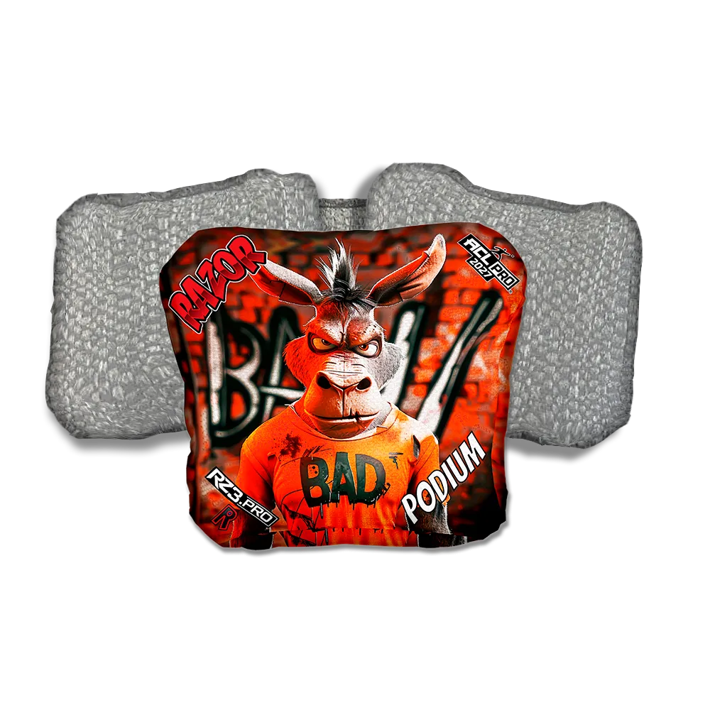 Podium PRO Bad A Graffiti Silver Back Cornhole Bags