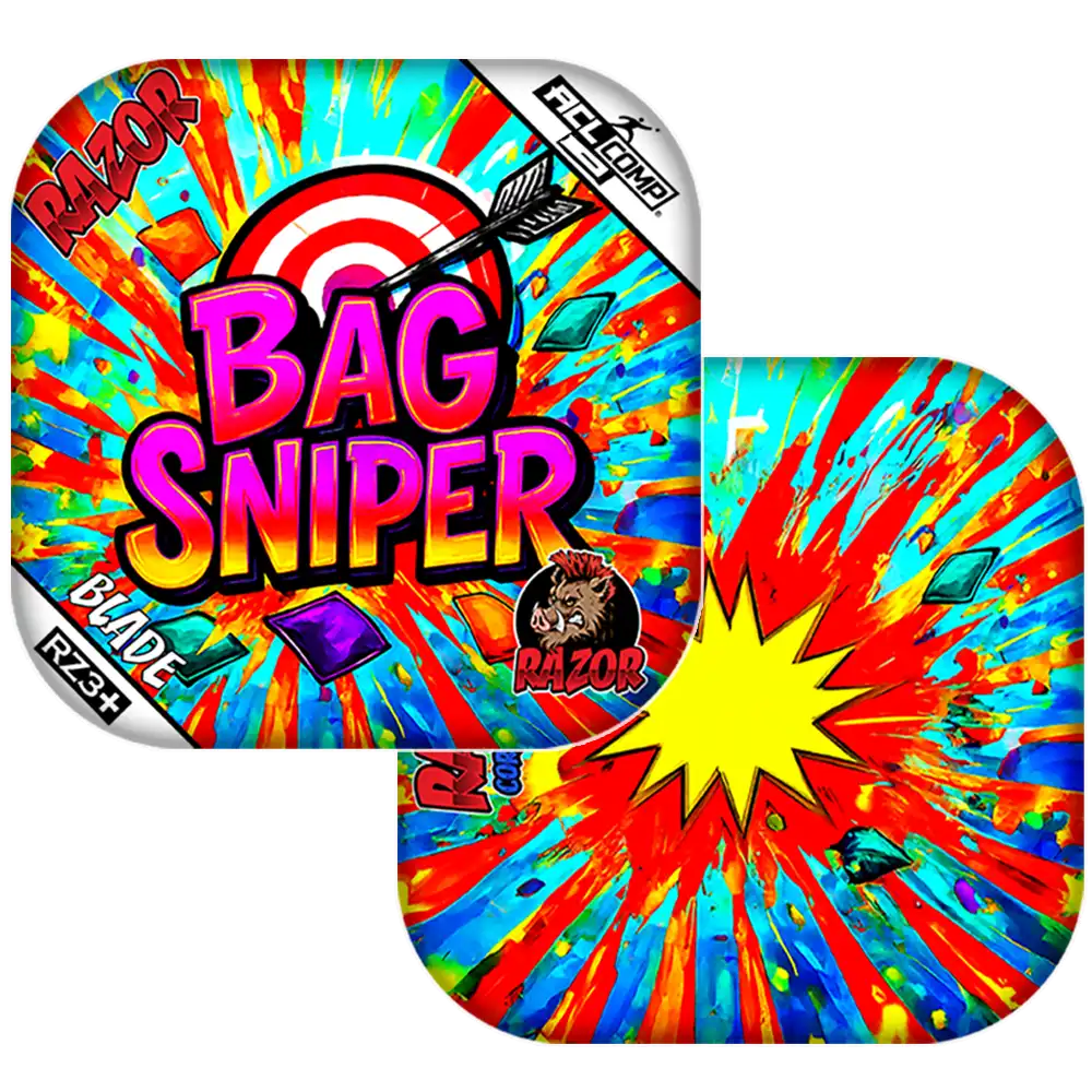 Colorful 'Bag Sniper' product packaging with tie-dye design and 'Razor' branding.