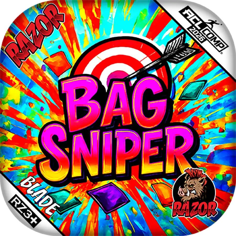 Colorful packaging for 'Bag Sniper' with target and arrow design, featuring Razor branding.