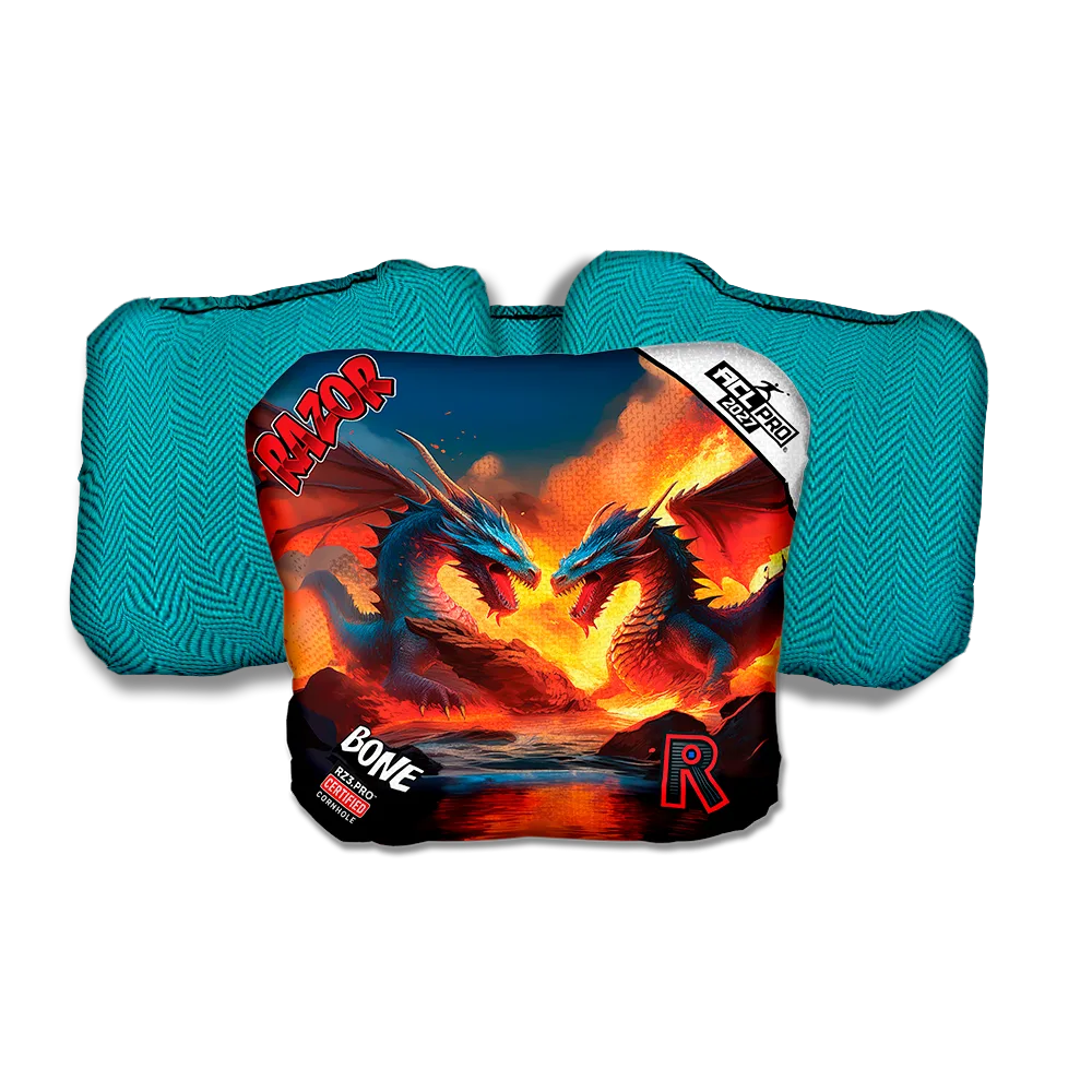 Bone PRO Battle Dragons Teal Back Cornhole Bags