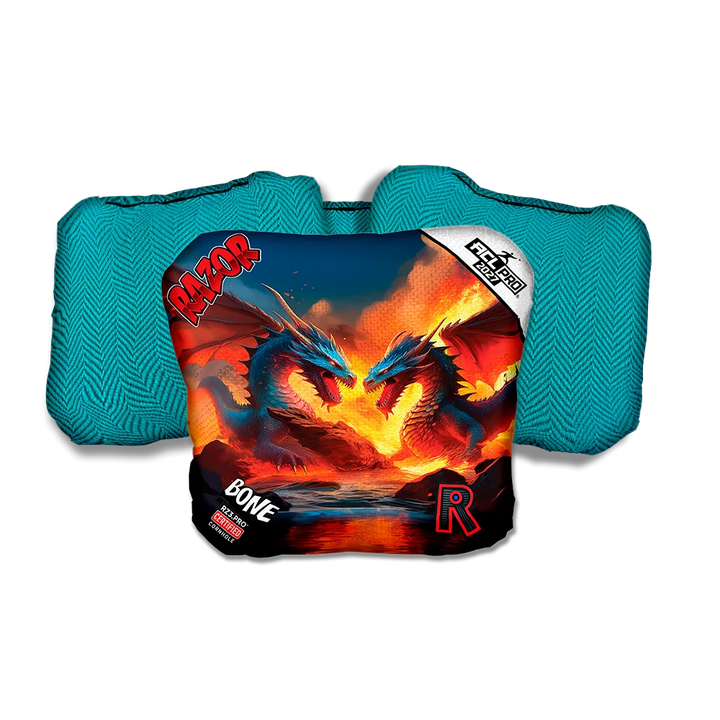 Bone PRO Battle Dragons Teal Back Cornhole Bags