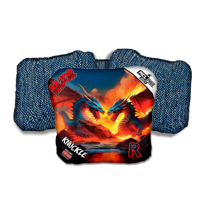 Knuckle PRO Battle Dragons Blue Back Cornhole Bags