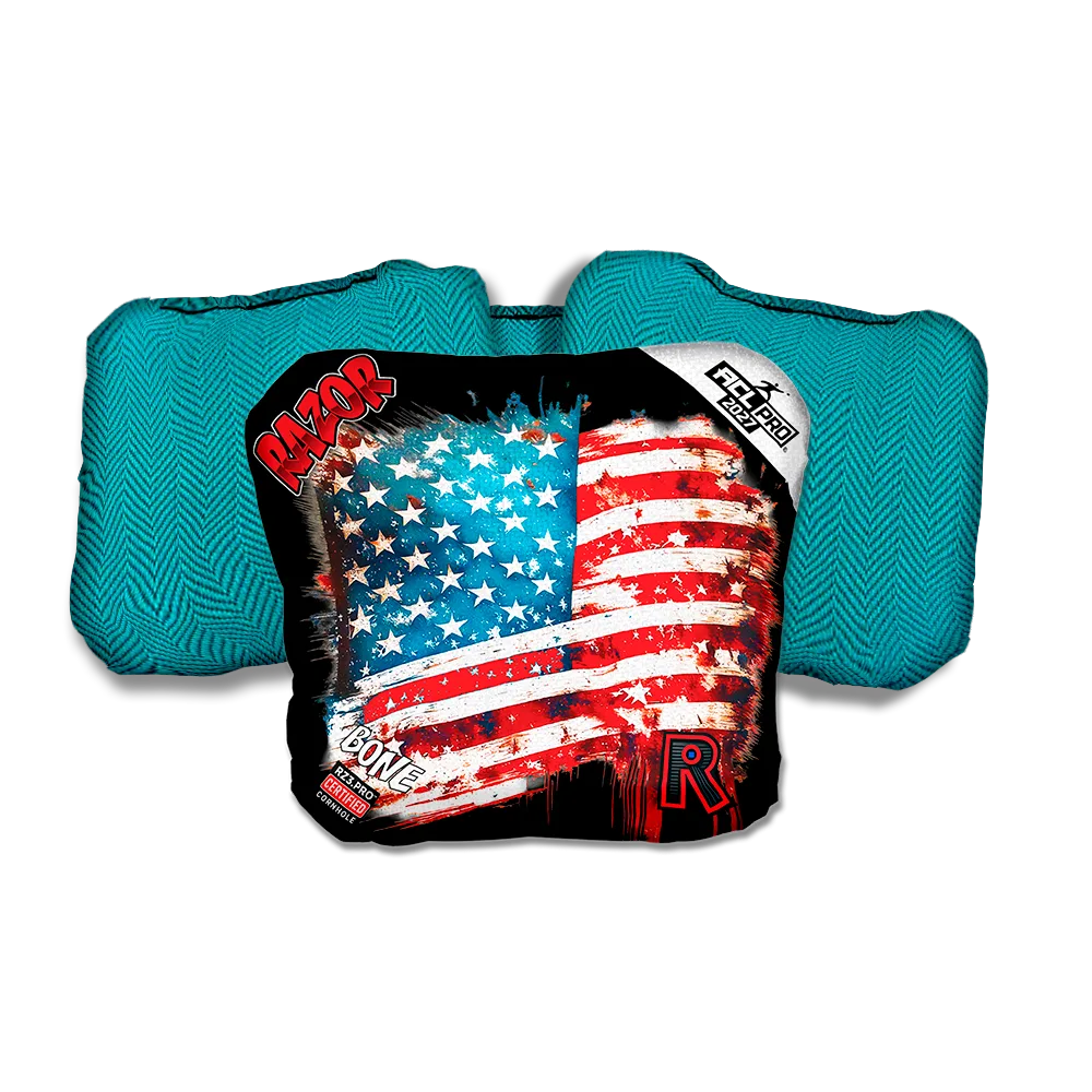 Bone PRO Battle Flag Teal Back Cornhole Bags