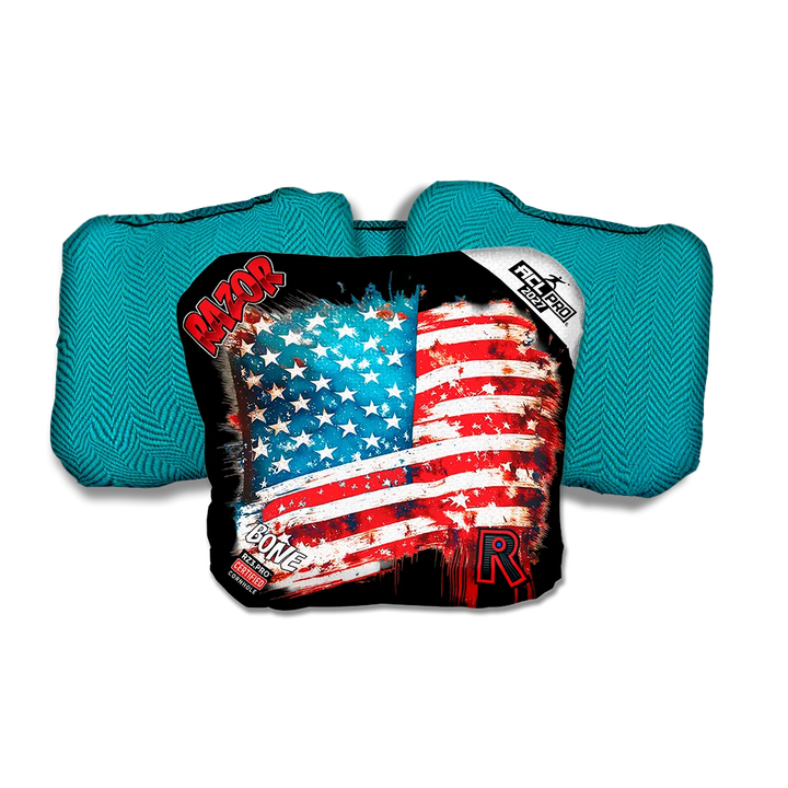 Bone PRO Battle Flag Teal Back Cornhole Bags