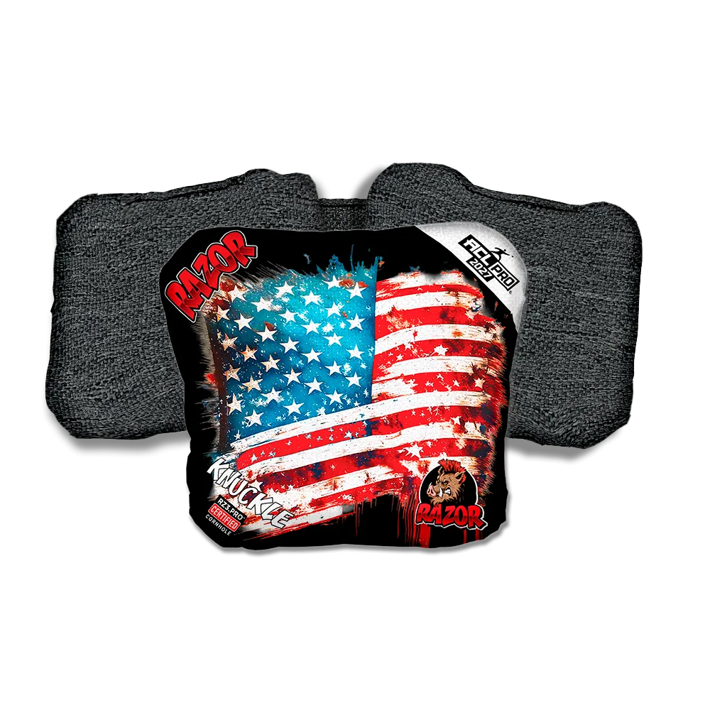 Knuckle PRO Battle Flag Black Back Cornhole Bags