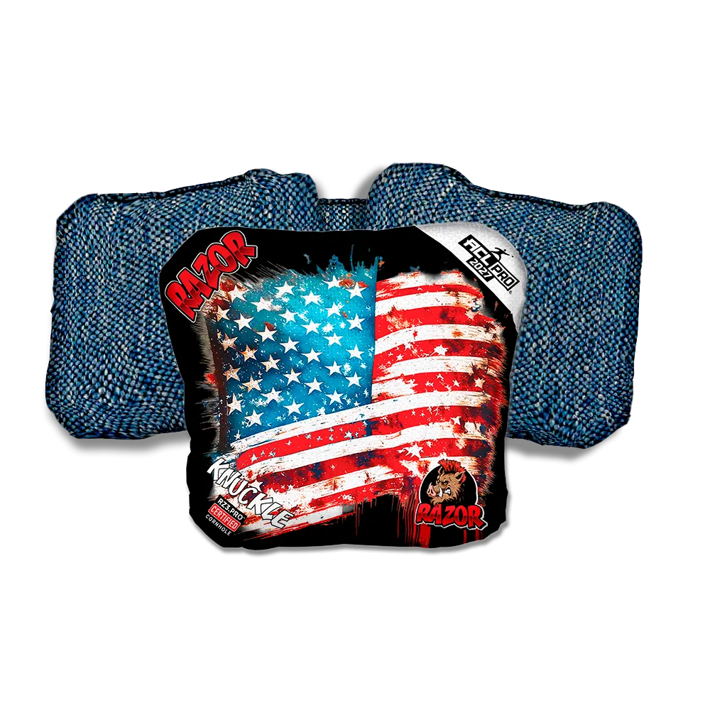 Knuckle PRO Battle Flag Blue Back Cornhole Bags