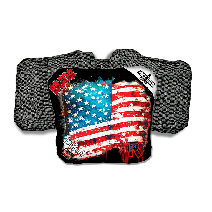 Podium PRO Battle Flag Black Back Cornhole Bags