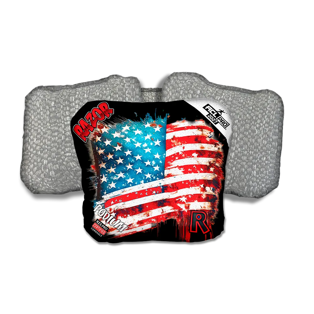 Podium PRO Battle Flag Silver Back Cornhole Bags