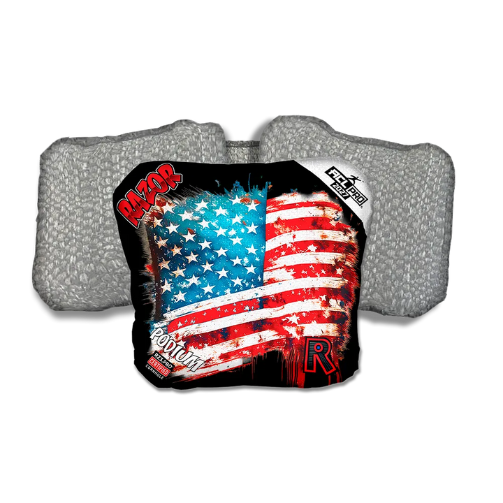 Podium PRO Battle Flag Silver Back Cornhole Bags