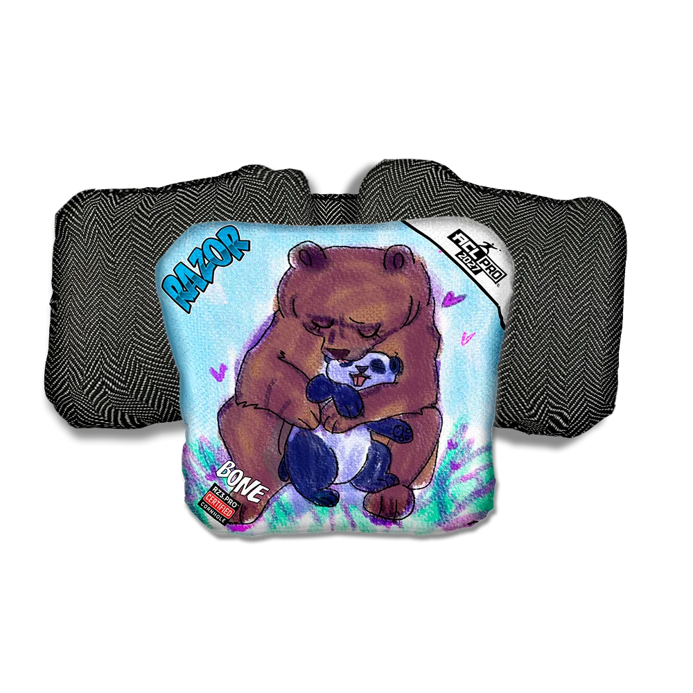 Bone PRO Bear Hug Black Back Cornhole Bags