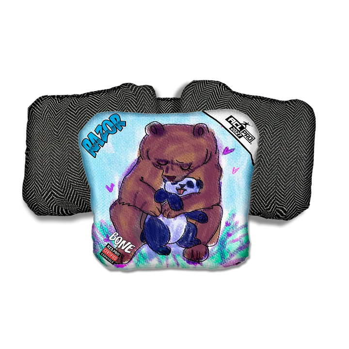 Bone PRO Bear Hug Black Back Cornhole Bags