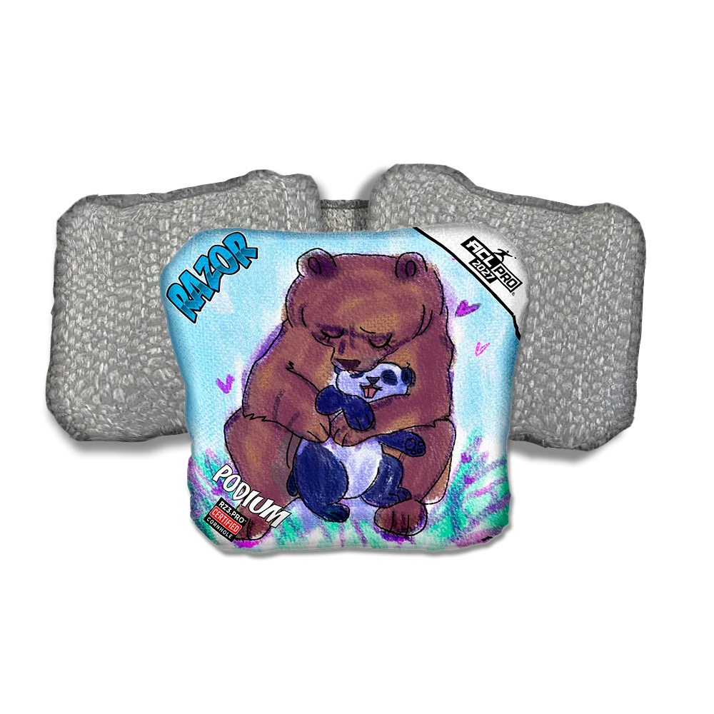 Podium PRO Bear Hug Silver Back Cornhole Bags