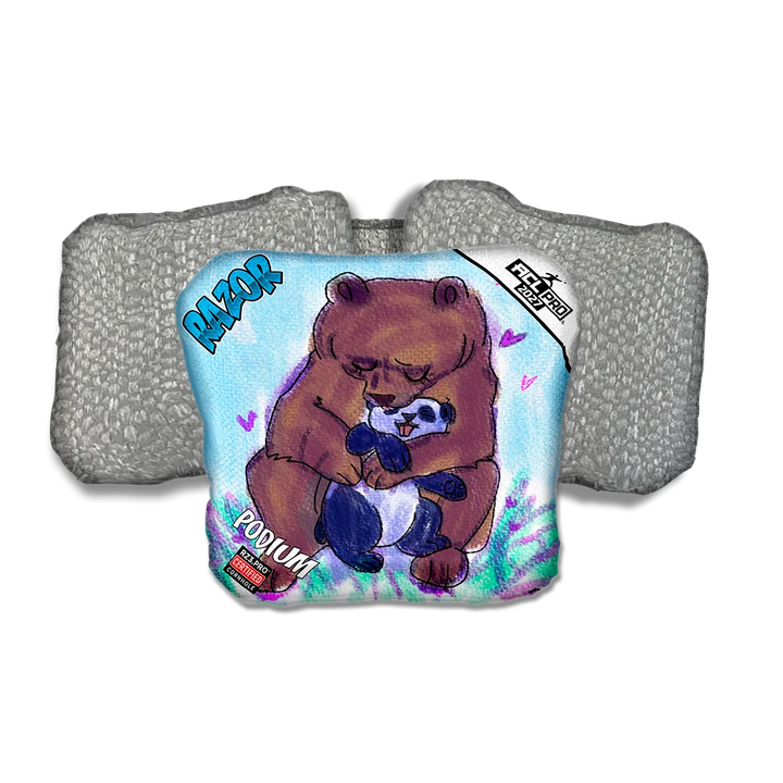 Podium PRO Bear Hug Silver Back Cornhole Bags