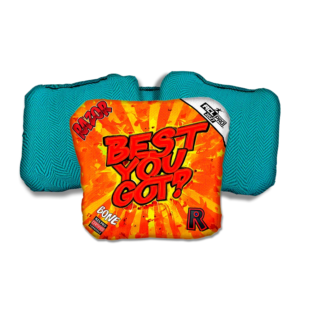 Bone PRO Best You Got Teal Back Cornhole Bags