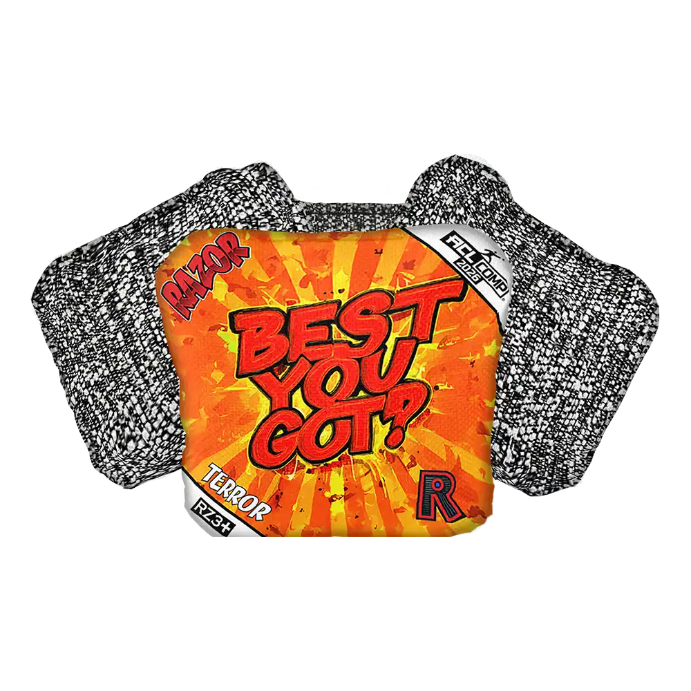 Cornhole Bag with 'Best You Got?' text on a white background