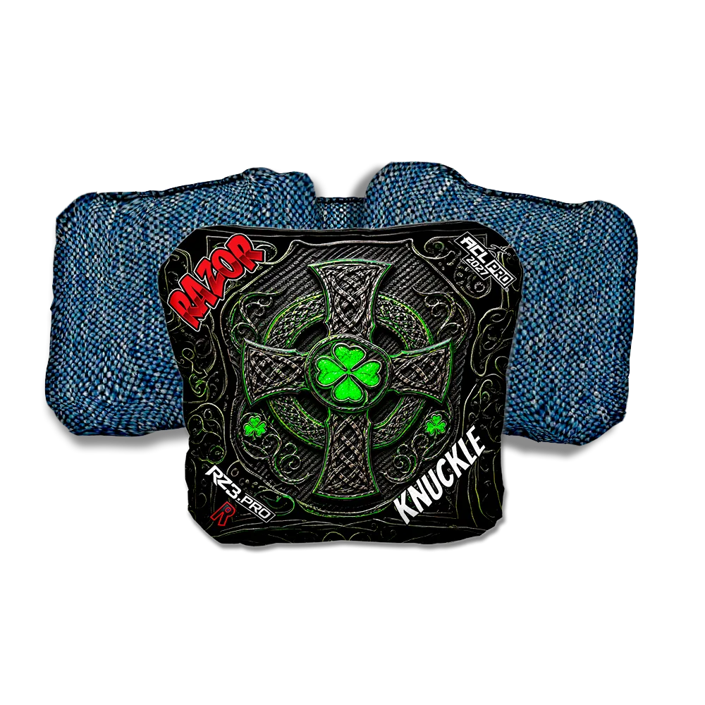Knuckle PRO Black Clover Blue Back Cornhole Bags
