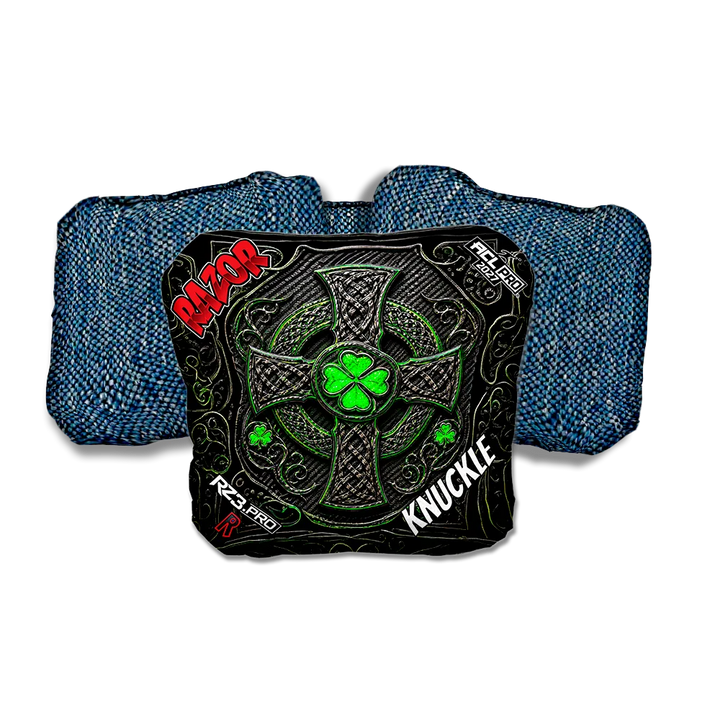 Knuckle PRO Black Clover Blue Back Cornhole Bags