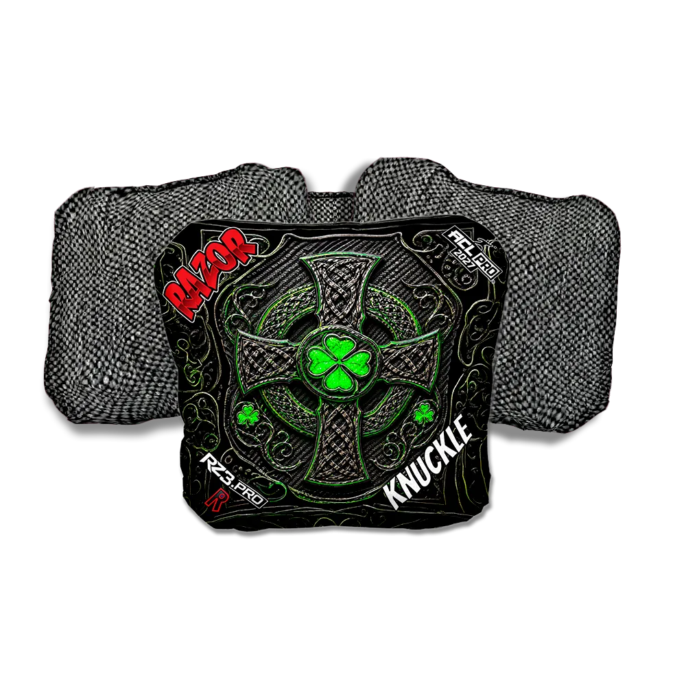 Knuckle PRO Black Clover Gray Back Cornhole Bags