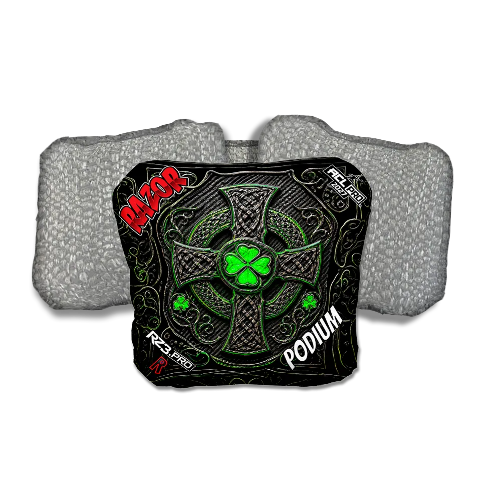 Podium PRO Black Clover Silver Back Cornhole Bags
