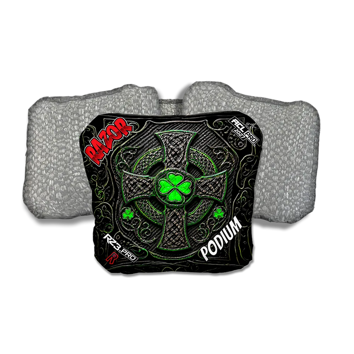 Podium PRO Black Clover Silver Back Cornhole Bags