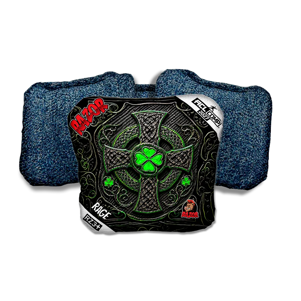 Rage COMP Black Clover Blue Back Cornhole Bags