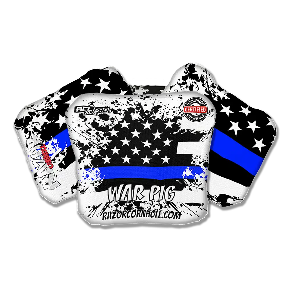 War Pig PRO | Blue Line Flag | ACL PRO Razor Cornhole Bags