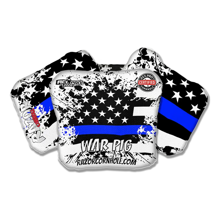 War Pig PRO | Blue Line Flag | ACL PRO Razor Cornhole Bags