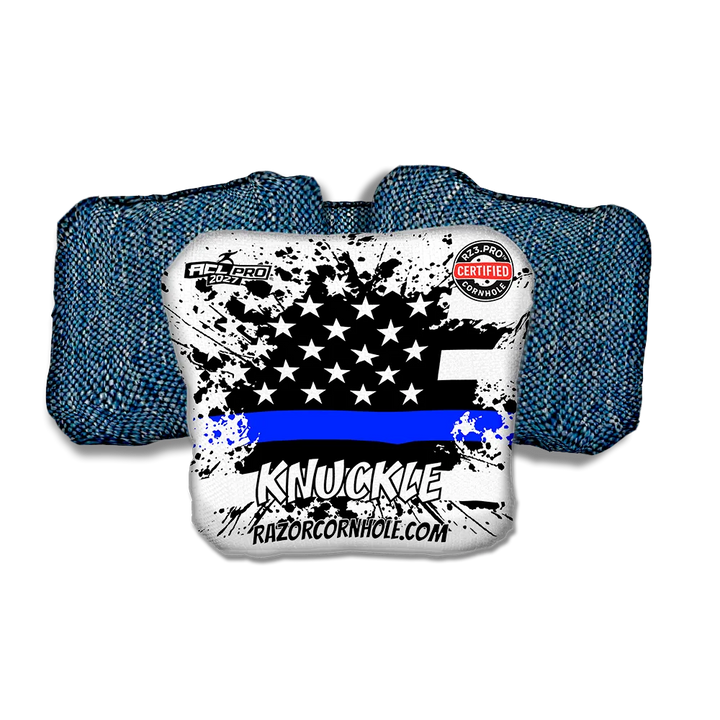 Knuckle PRO Blue Line Flag Blue Back Cornhole Bags