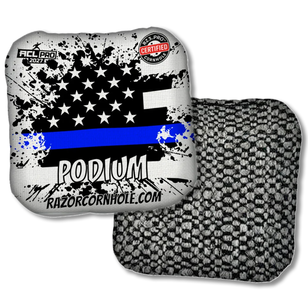 Podium PRO Blue Line Flag Black Back Product View