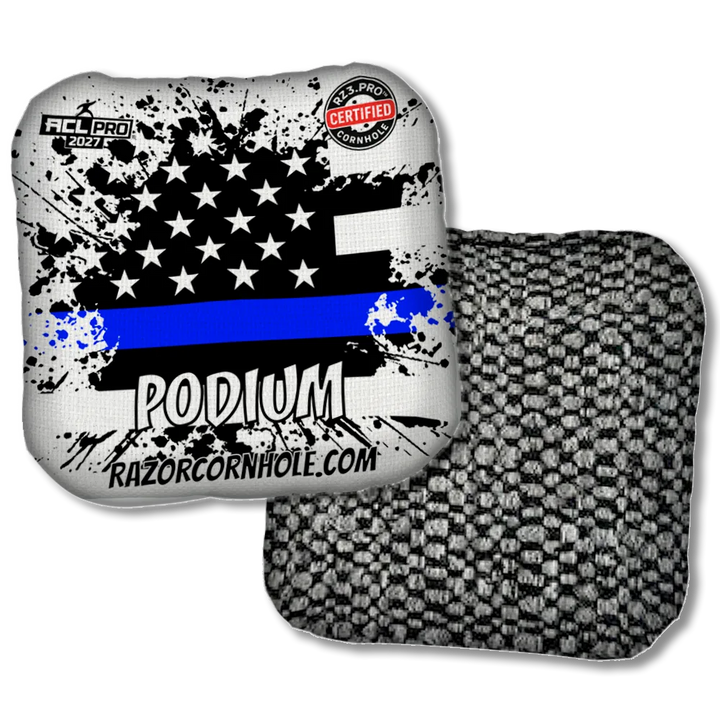 Podium PRO Blue Line Flag Black Back Product View