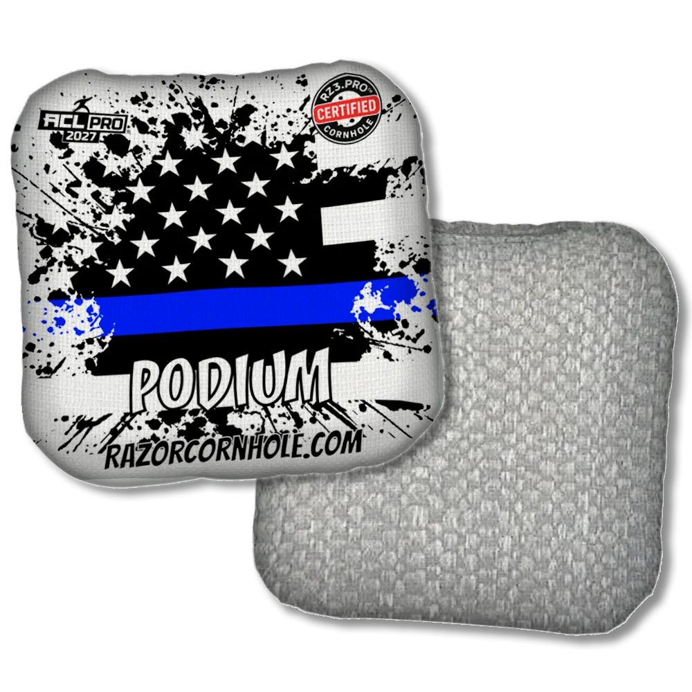 Podium PRO Blue Line Flag Silver Back Product View